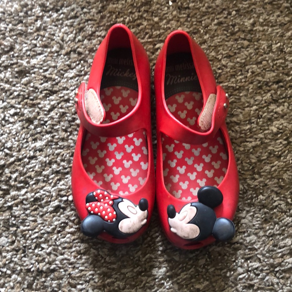 Mini Melissa Minnie & Mickey red Mary Janes sz 10